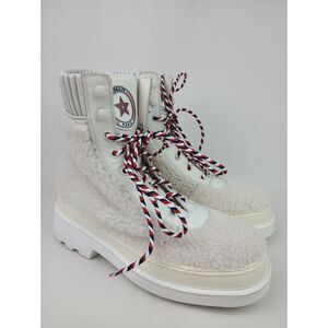 Christian Dior Paris Alps Women's White Shearling Hiking Boots Size 38